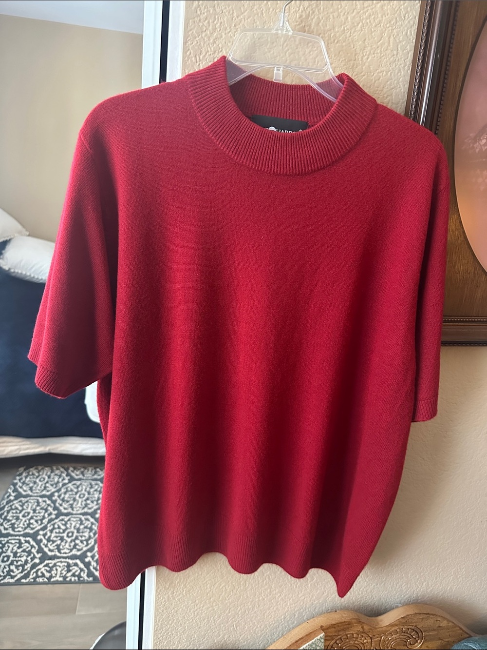Sag Harbor Red Short-Sleeve Turtleneck-Style Sweater